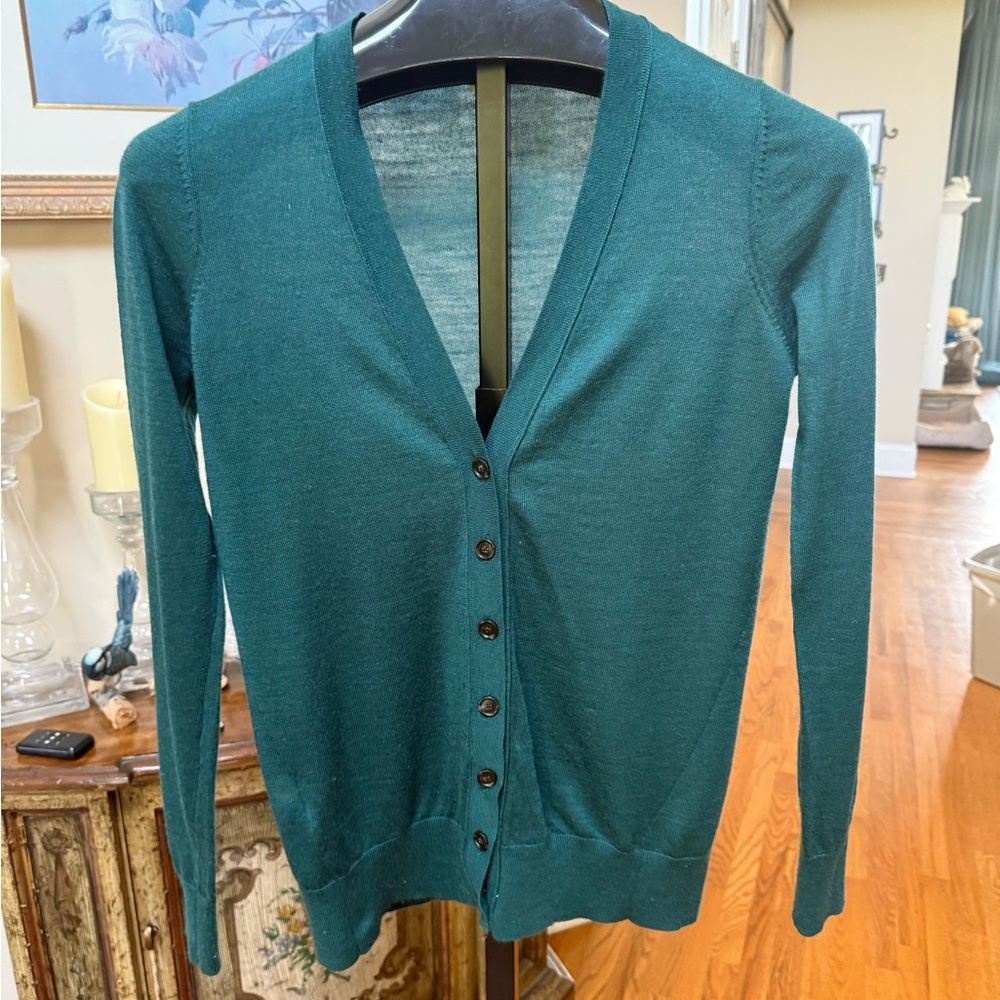 Loft green v neck cardigan size S